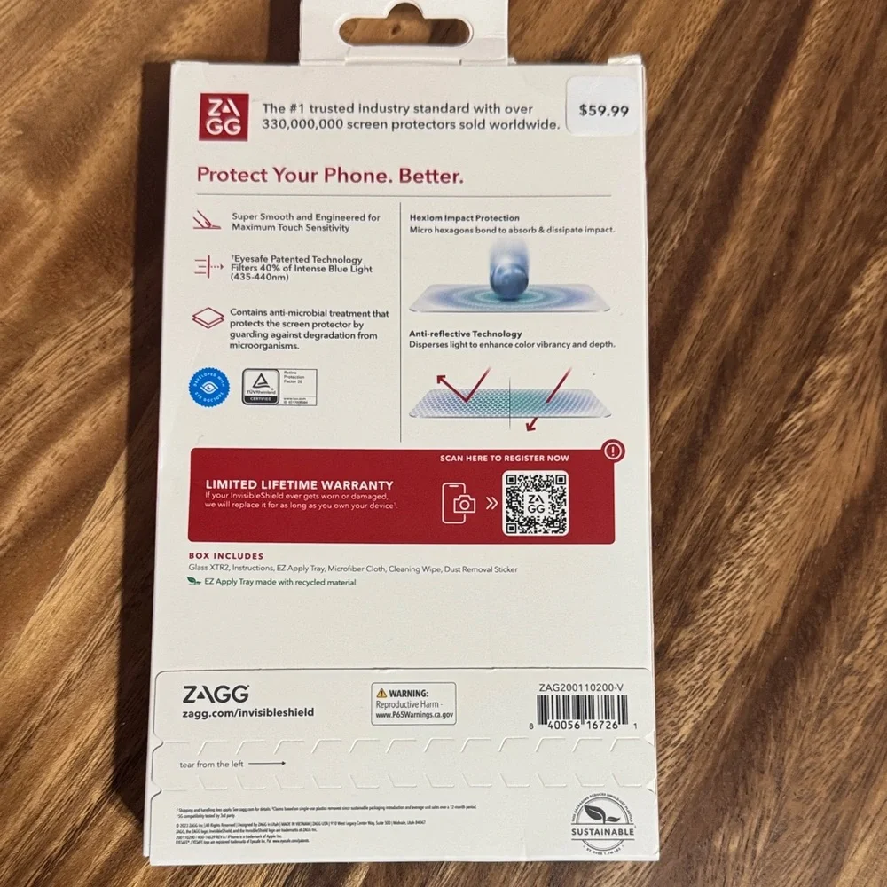 InvisibleShield Glass XTR2 Screen Protector for iPhone 14/13/13 Pro - Blue